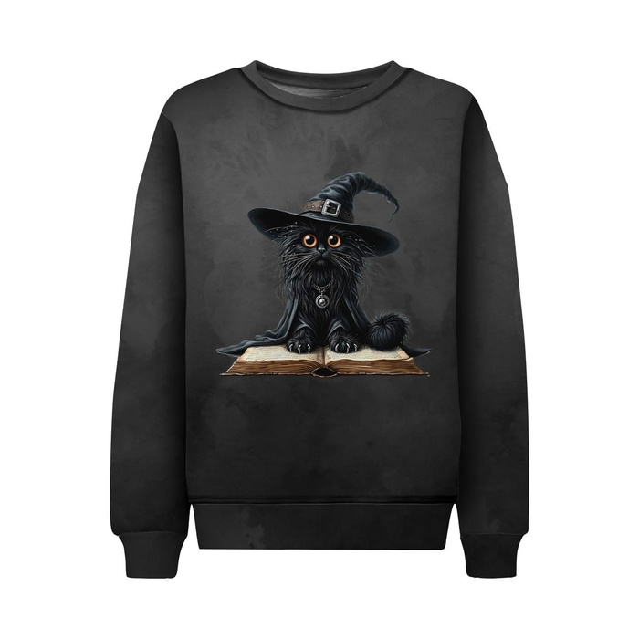 KINDER SWEATSHIRT (NOE) - HALLOWEEN CAT m 4 - Nähset (110/116)