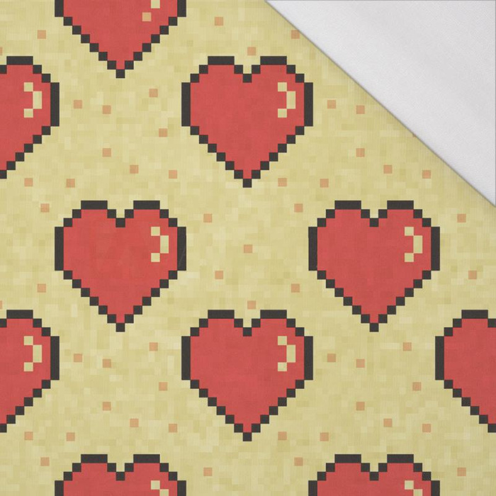 HEARTS (retro) / mustard - single jersey with elastane 
