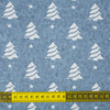 VÁNOČNÍ STROMKY A HVĚZDY / ACID WASH - modrý- organický úplet single jersey s elastanem