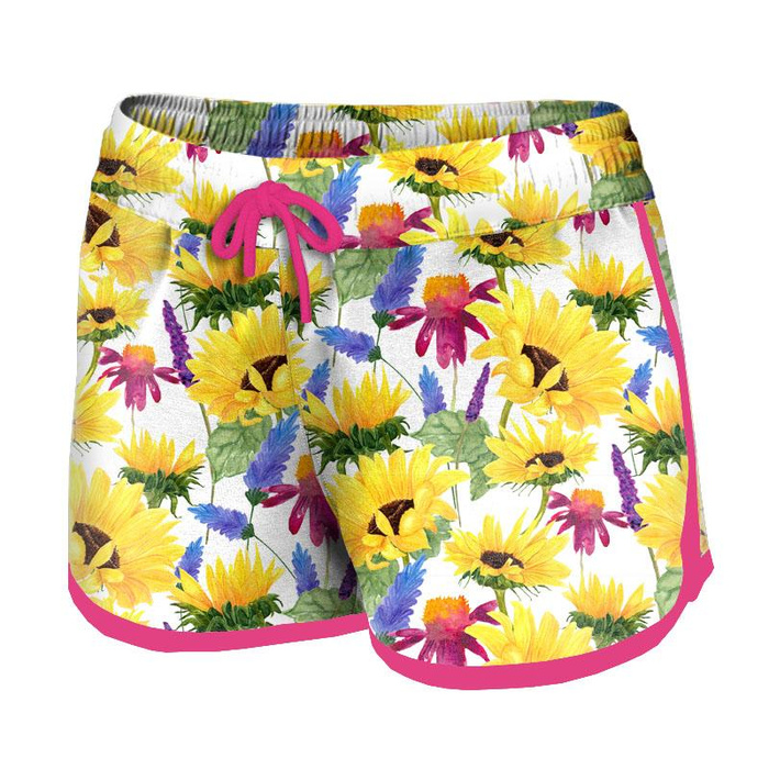 Women’s boardshorts - SUNFLOWERS pat. 4 (BLOOMING MEADOW) - sewing set