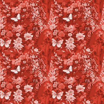 LUSCIOUS RED / FLOWERS - lycra 300g