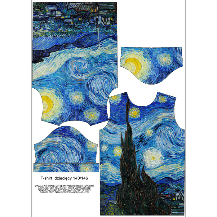 KINDER T-SHIRT - STERNENNACHT (Vincent van Gogh) - Nähset (128/134)