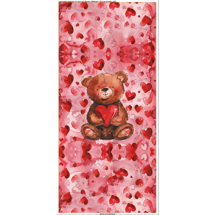 PILLOW 45X45 - VALENTINE'S DAY / BEAR - Cotton woven fabric - sewing set