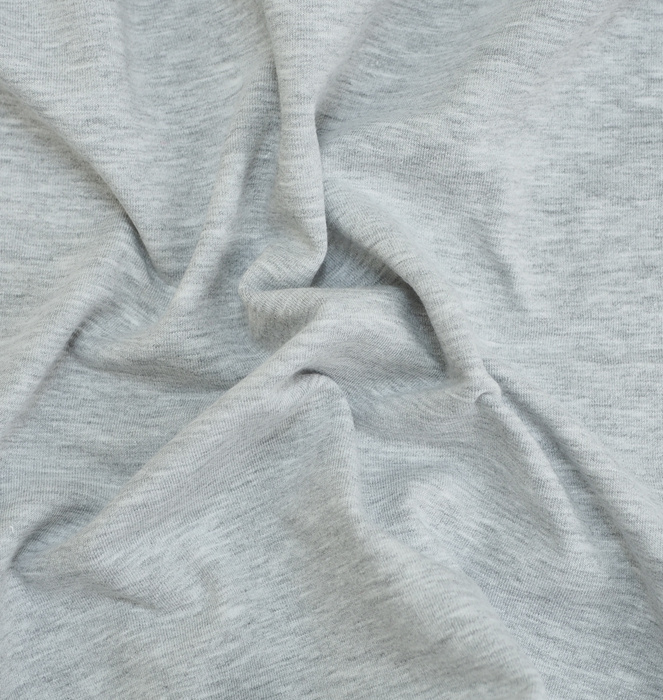 Brushed cotton fleece knit with elastane - MELANGE LIGHT GREY