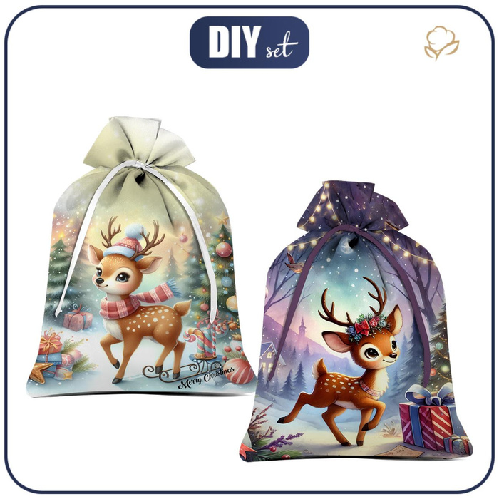 Dárkové pytlíky - CHRISTMAS REINDEER - Sada šití- VELKÝ