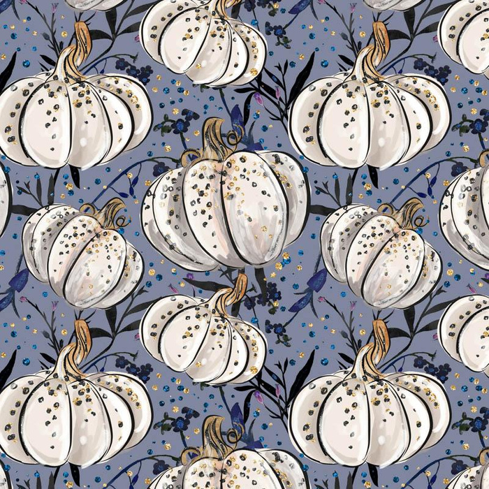 ENCHANTED PUMPKINS (ENCHANTED NIGHT) - looped knit fabric