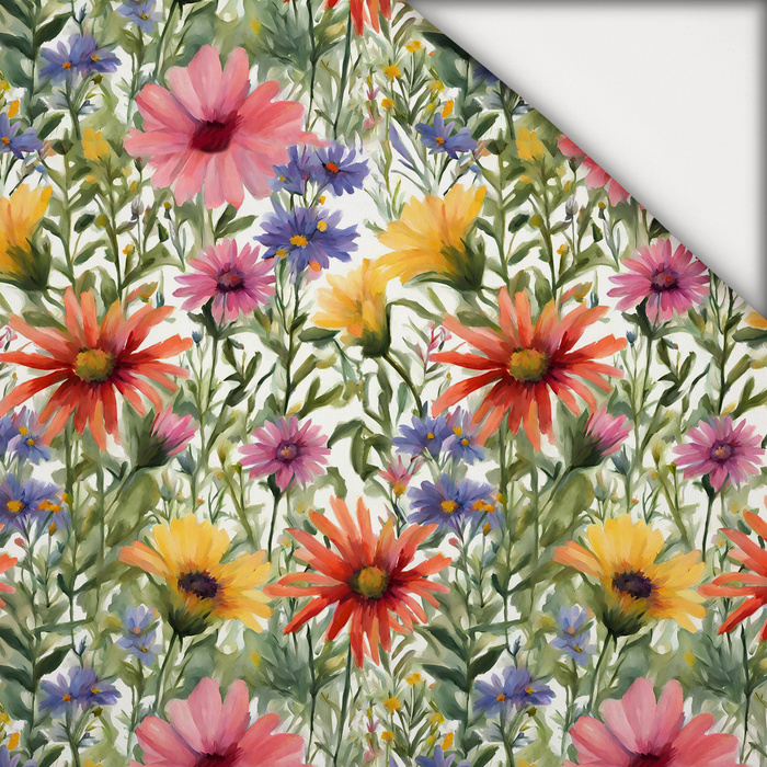 FLOWERS MEADOW WZ. 2 - lekka dzianina drapana