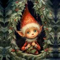 VINTAGE CHRISTMAS ELF - panel (75cm x 80cm)