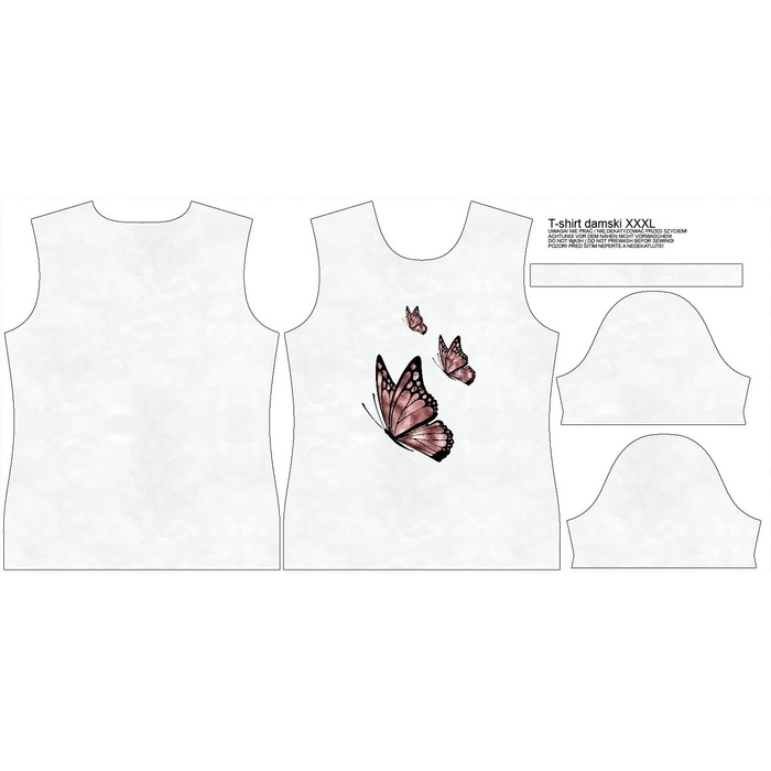 DAMEN T-SHIRT - SCHMETERLING M.3 (GLITTER SCHMETTERLINGE) - Single Jersey L