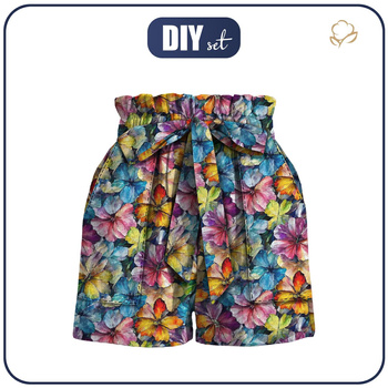 PAPERBAG SHORTS - AQUARELL BLUMEN Ms. 8 - Nähset XS
