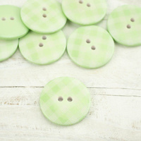 Plastic button with check big - lime cream