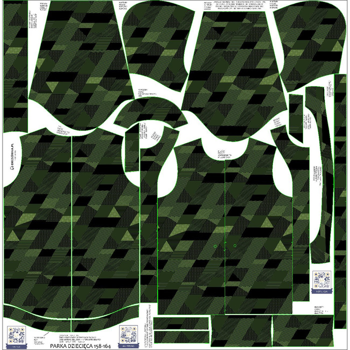 KIDS PARKA (ARIEL) - GEOMETRIC CAMOUFLAGE pat. 1 - sewing set