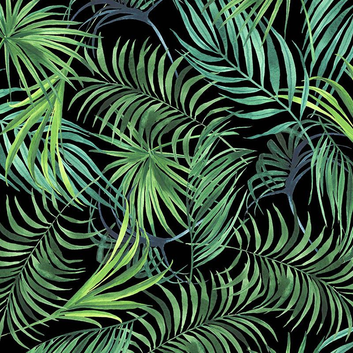 PALM LEAVES pat. 4 / black - light brushed knitwear