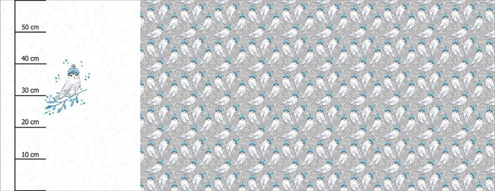 OWL IN A HAT (ENCHANTED WINTER) - panoramic panel looped knit