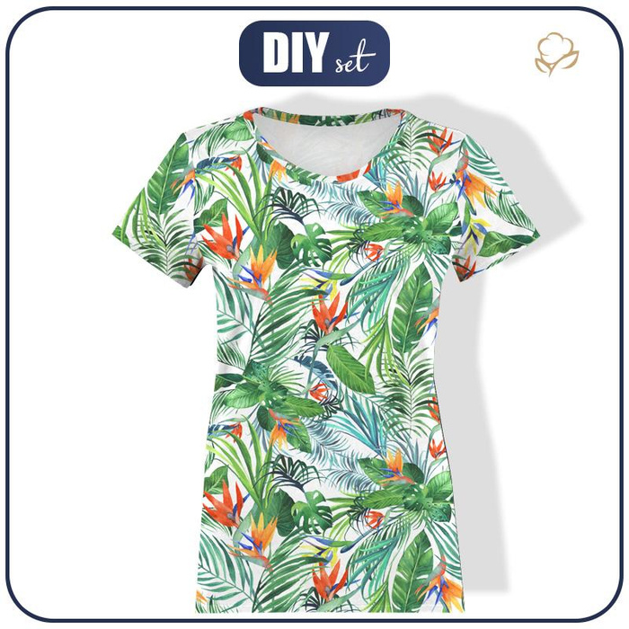WOMEN’S T-SHIRT - PARADISE JUNGLE / white - single jersey M