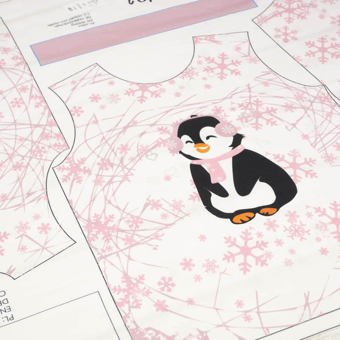 CHILDREN'S PAJAMAS " MIKI" - PENGUIN 2.0 / rose quartz - Elastic cotton knit fabric (146/152)