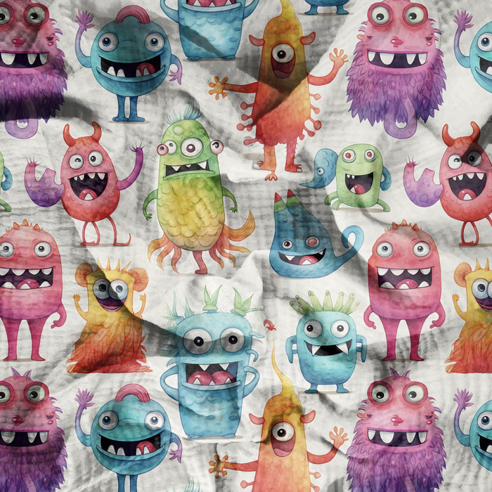 FUNNY MONSTERS M. 2 - Baumwoll Musselin