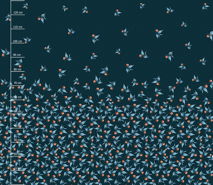 BLUE LEAVES - dress panel crepe