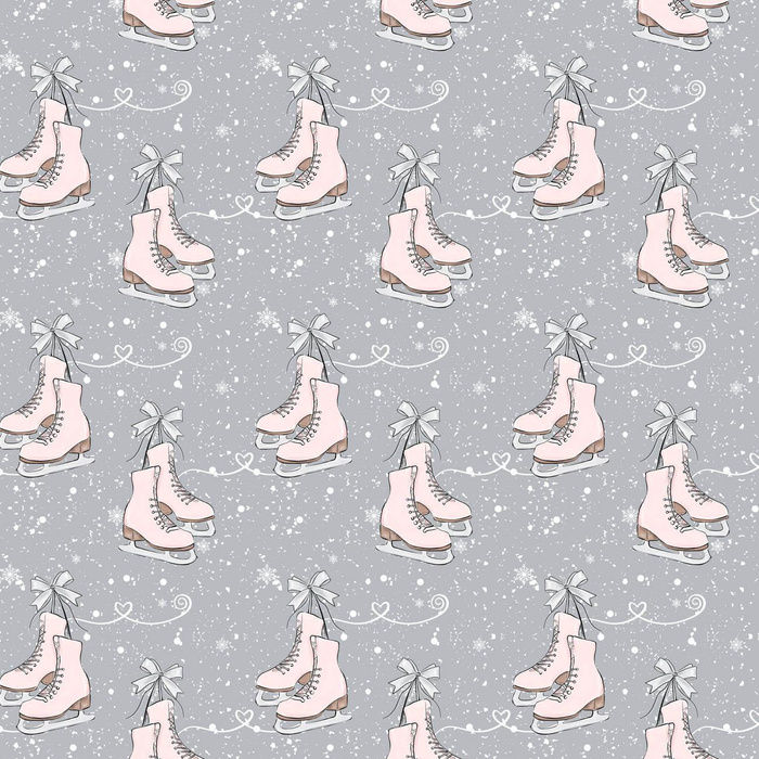 PINK ICE SKATES  (WINTER)  - looped knit fabric