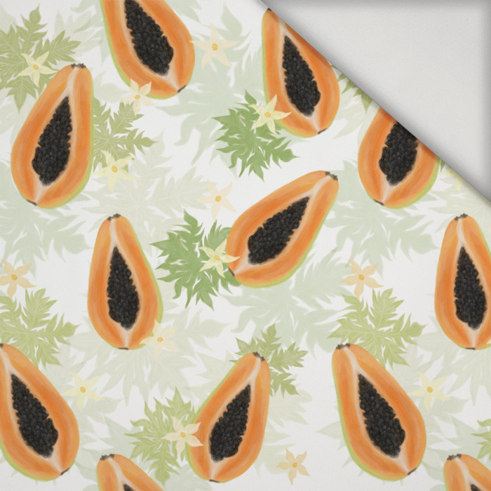 PAPAYA ORANGE & WHITE - lycra 300g