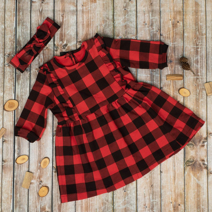 KOSTKA VICHY ČERNÁ / červená - Teplákovina