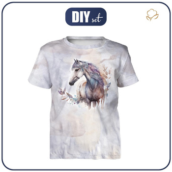 KID’S T-SHIRT - WATERCOLOR HORSE - sewing set (140/146)