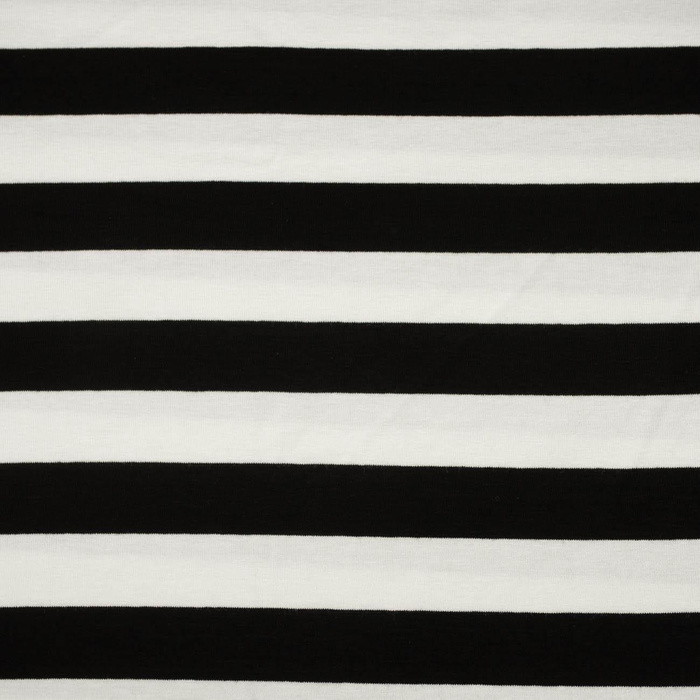 Viscose jersey - STRIPES WHITE / BLACK 2,0cm x 2,0cm