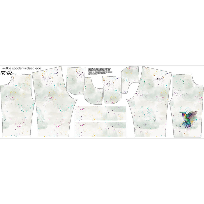 KURZE KINDERHOSE (RIO) - WATERCOLOR HUMMINGBIRD - Sommersweat (98/104)