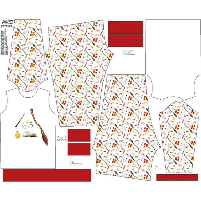 CHILDREN'S PAJAMAS " MIKI" - MAGIC WORLD pat. 2 (MAGIC SCHOOL) - Elastic cotton knit fabric (98/104)