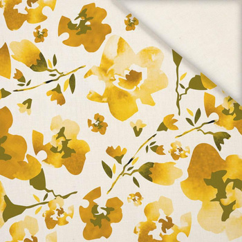 AQUARELL BLUMEN Ms. 1 (gold) - Leinen mit Viskose