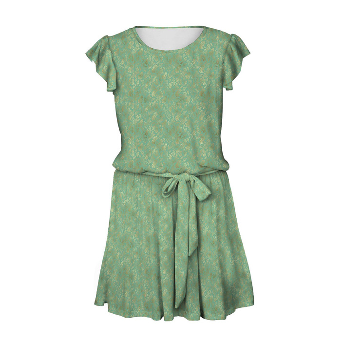 DRESS "EMMA" - GOLDEN CORALS (GOLDEN OCEAN) / mint - Viscose jersey with elastane L