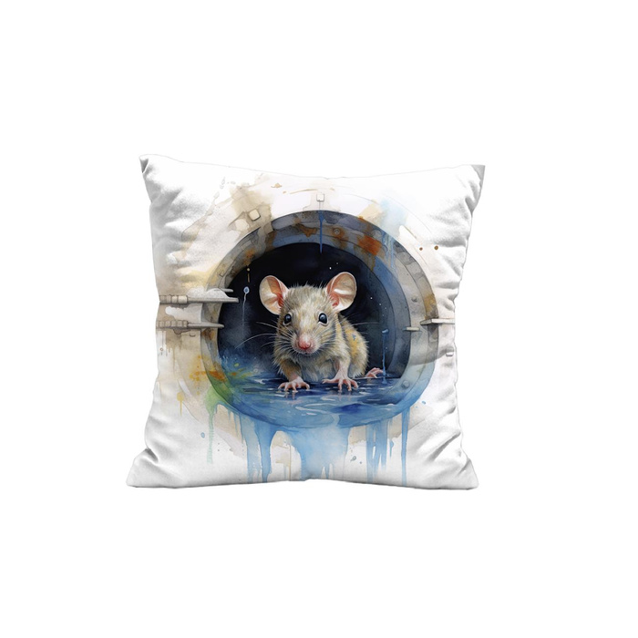 PILLOW 45X45 - WATERCOLOR RAT - front + back