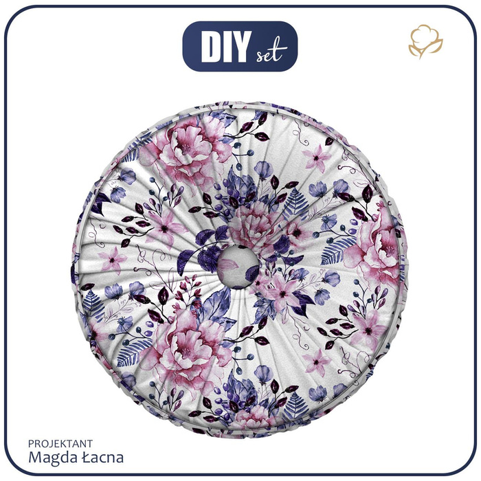 DECORATIVE CUSHION - WILD ROSE FLOWERS PAT. 1 (BLOOMING MEADOW) (Very Peri) - sewing set