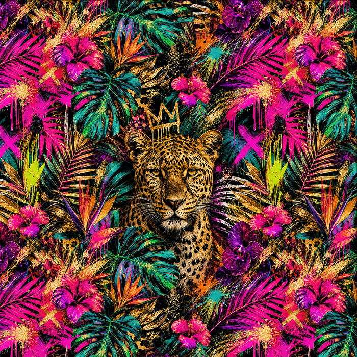 TIGER / NEON JUNGLE WZ. 5 - PANEL (75cm x 80cm) tkanina wodoodporna