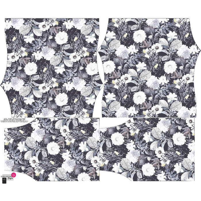 Bardot neckline blouse (SOFIA) - LUXE BLOSSOM pat. 4 - sewing set M