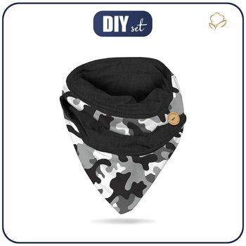 BUTTON SCARF - CAMOUFLAGE GREY - sewing set