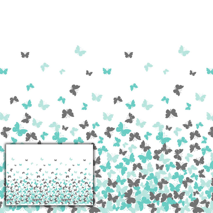 BUTTERFLIES AQUA - panel (105cm x 150cm) Waterproof woven fabric