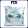 KISSEN 45x45 - BÄUME UND GEBIRGE (WINTER IM GEBIRGE) - Velours - Vorderseite + Rückseite