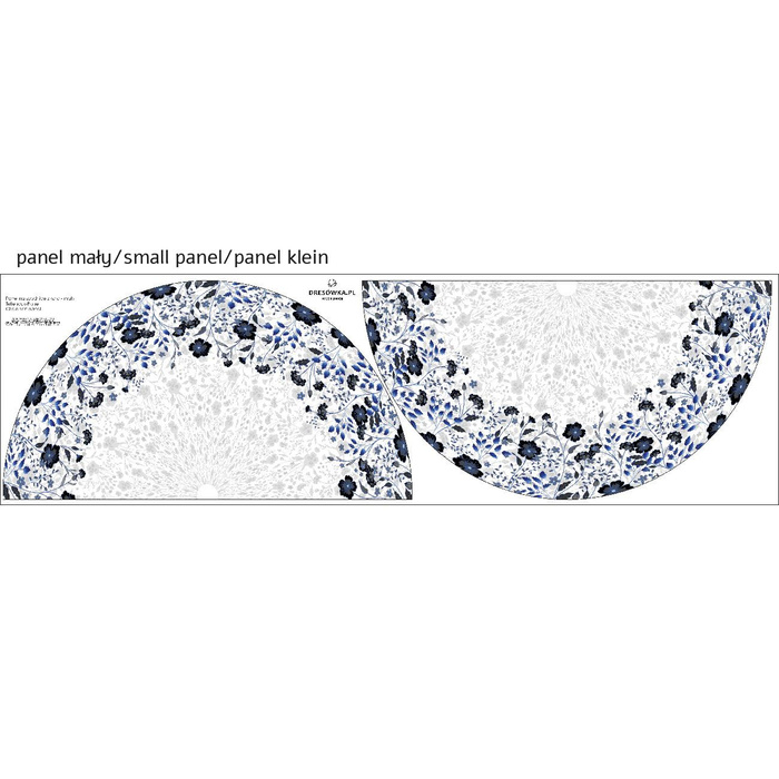BLUMEN (Motiv 5 navy) / weiß - Tellerrock-Panel 