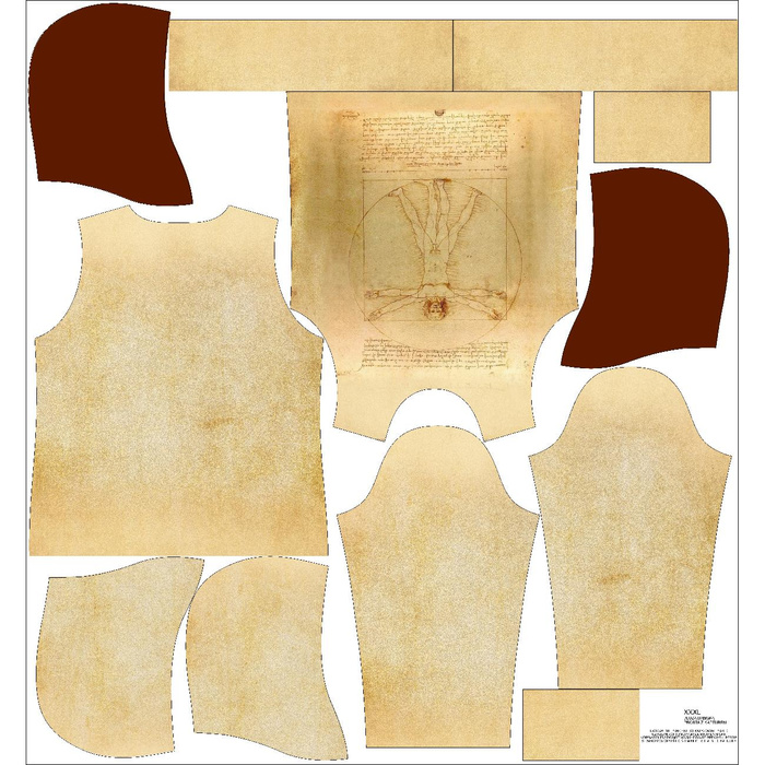 BLUZA DAMSKA (POLA) CLASSIC Z KAPTUREM - CZŁOWIEK WITRUWIAŃSKI (Leonardo da Vinci) - zestaw do uszycia S