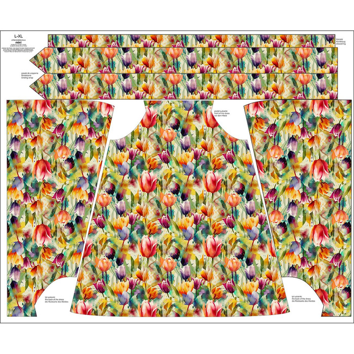 ŠATY "DALIA" MINI - FLOWERS vz.55 - Sada šití L-XL