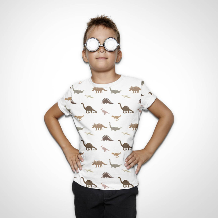 BROWN DINOSAURS PAT. 2 - single jersey with elastane