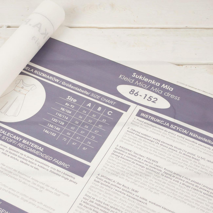 PAPÍROVÝ STŘIH - šatů Mia (86/92 - 146/152)