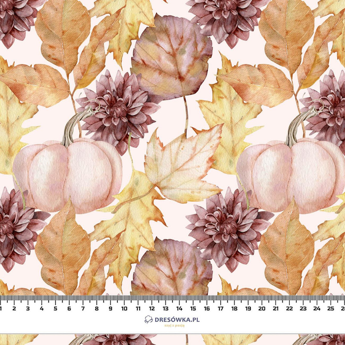 PUMPKINS AND LEAVES (GOLDEN AUTUMN) - Cotton woven fabric