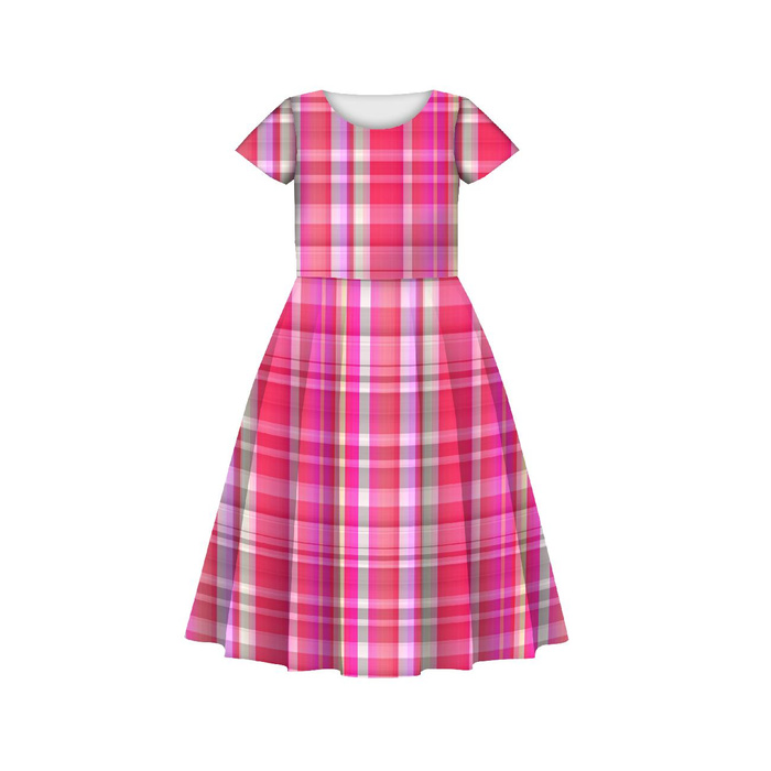 KID'S DRESS "MIA" - PINK CHECK PAT. 3 - sewing set (134/140)