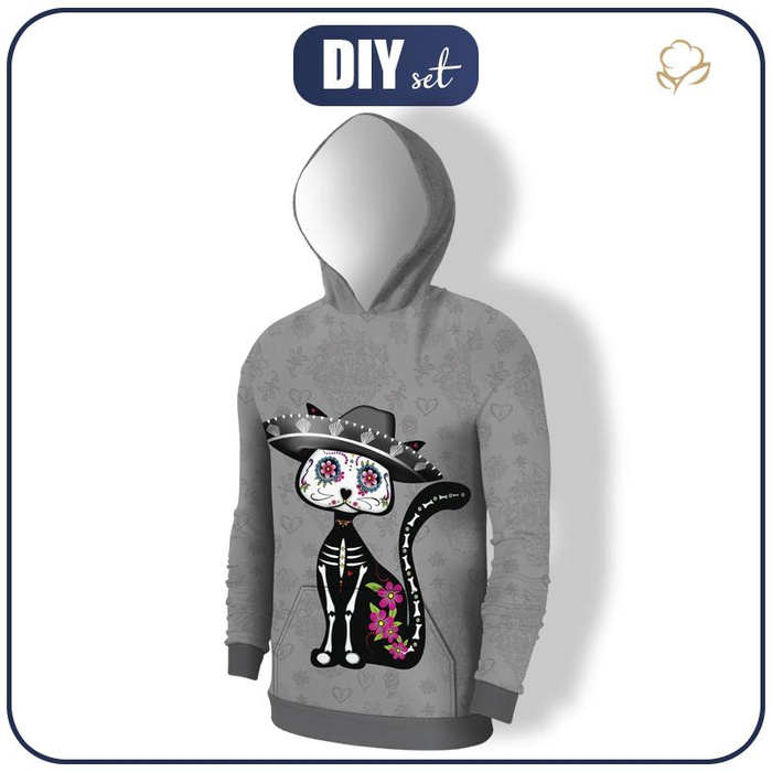 MEN’S HOODIE (COLORADO) - CAT PEPITA (DIA DE LOS MUERTOS) - sewing set L