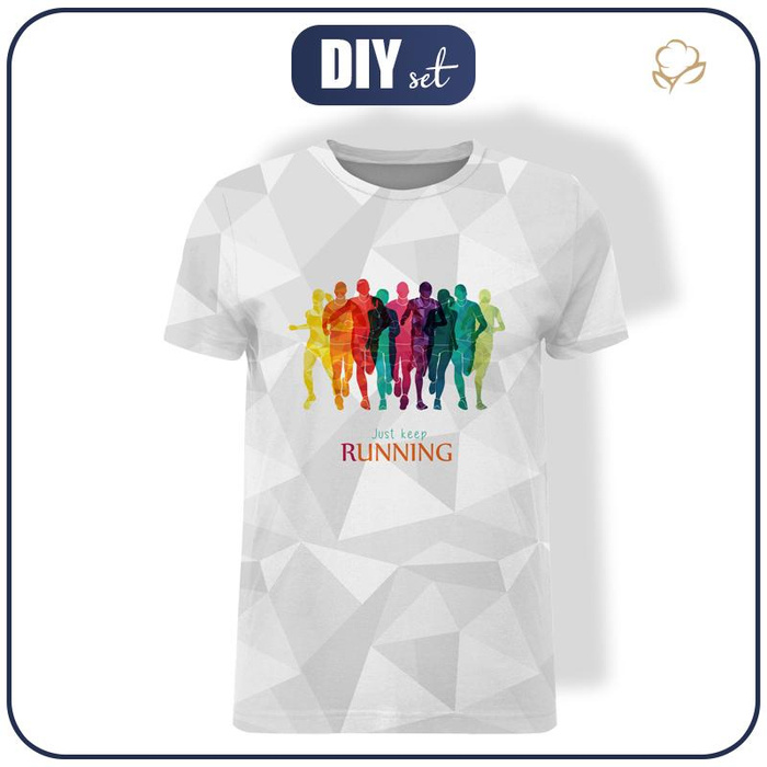 T-SHIRT MĘSKI - JUST KEEP RUNNING WZ. 2 / lód - single jersey XL