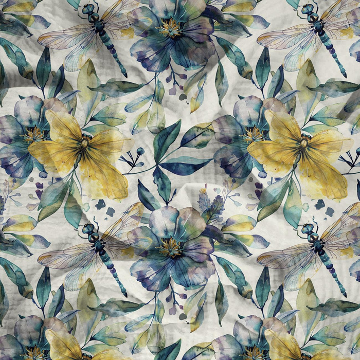 Butterfly & Flowers wz.8 - Cotton muslin