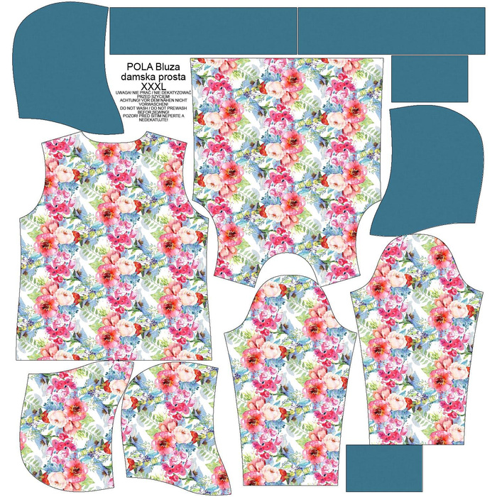 BLUZA DAMSKA (POLA) CLASSIC Z KAPTUREM - DZIKA RÓŻA WZ. 3 (NA ŁĄCE) - dzianina pętelkowa XXXL