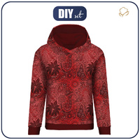BLUZA DAMSKA (POLA) CLASSIC Z KAPTUREM - CZERWONY AŻUR - zestaw do uszycia M